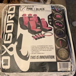 Pink and black seat covers